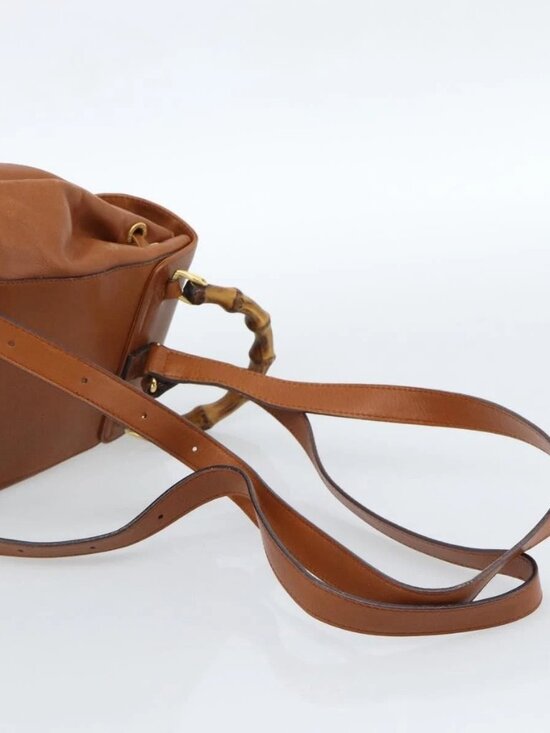 GUCCI Bamboo Backpack Leather Brown Gold Auth ka4595 main image 11